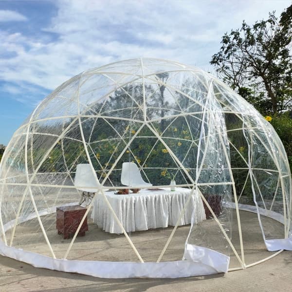 12ftx12ftx7,2ft genomskinligt bubbeltält med ventilation, högkvalitativa material, stort inre utrymme, vindtät, vattentät, bra stabilitet
