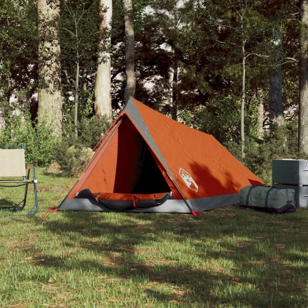 2-personers campingtelt vandtæt grå og orange