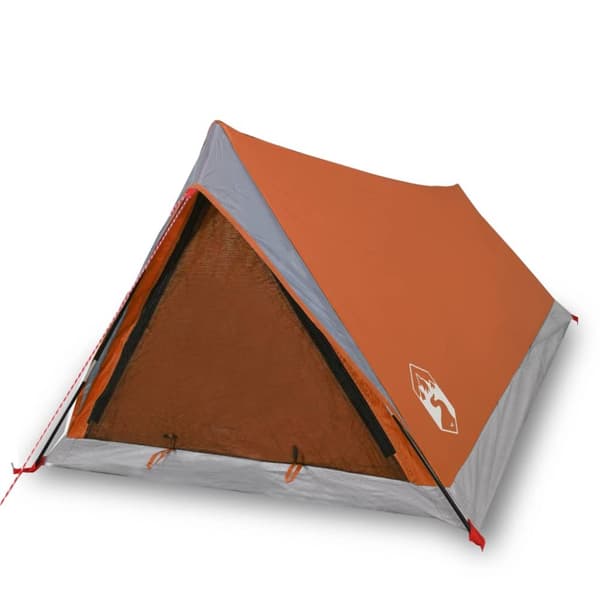 2-personers campingtelt vandtæt grå og orange