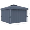 Miniatyrbillede 6 af 6: pavillon med gardin 3x3 m aluminium antracitgrå