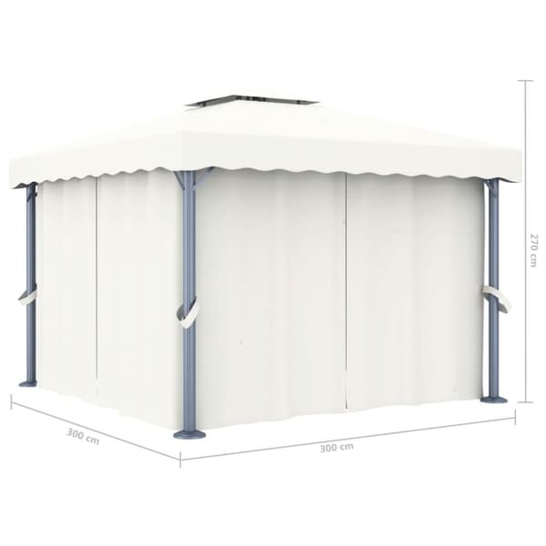 Paviljong med draperi och ljusslinga LED 3x3 m gräddvit