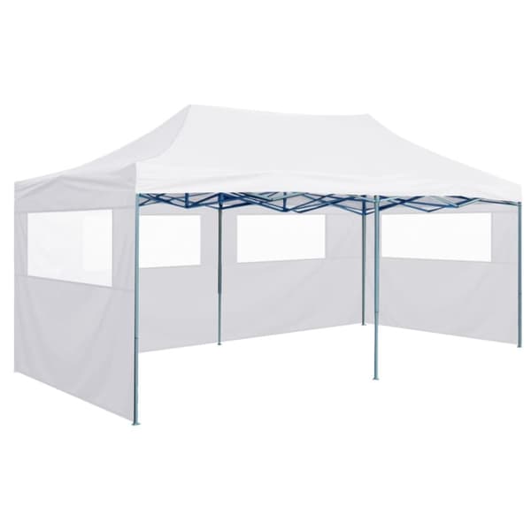 foldbart festtelt med 4 sidevægge 3 x 6 m stål hvid