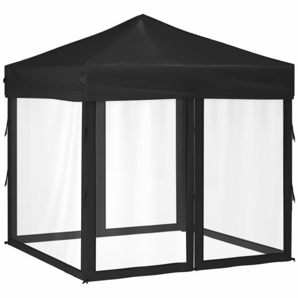 Kokoontaittuva juhlateltta sivuseinillä musta 2x2 m