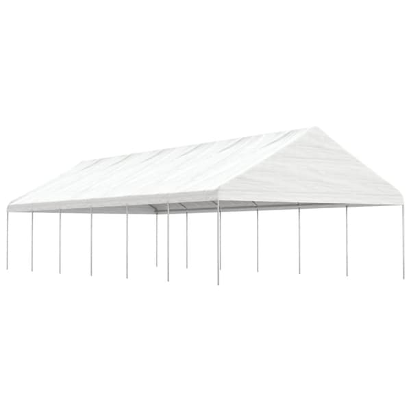 pavillon med tag 13,38x5,88x3,75 m polyethylen hvid