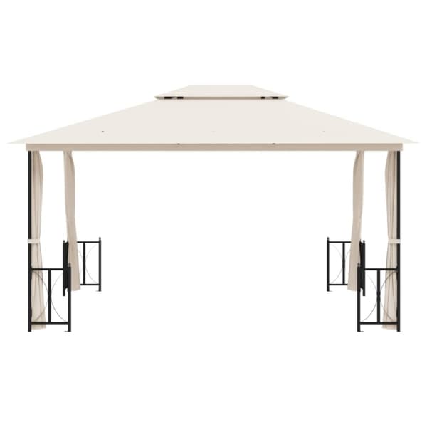 pavillon med sidevægge og dobbelttag 3x4 m cremefarvet