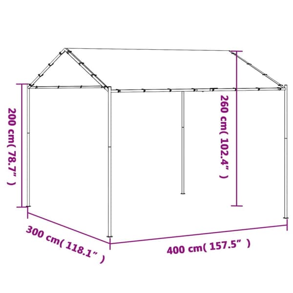 pavillon 4x4 m stål og stof beige
