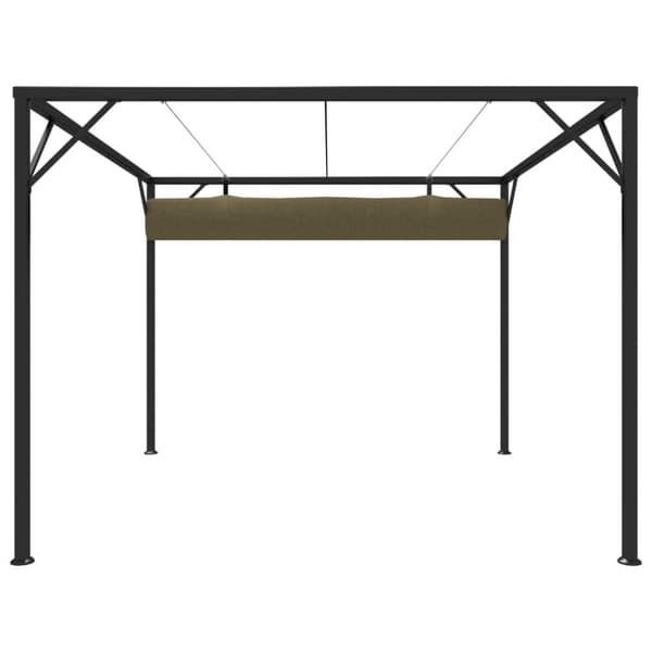 havepavillon med tilbagetrækkeligt tag 3x3 m 180 g/m² gråbrun