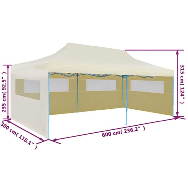 foldbart pop up-festtelt 3 x 6 m cremefarvet