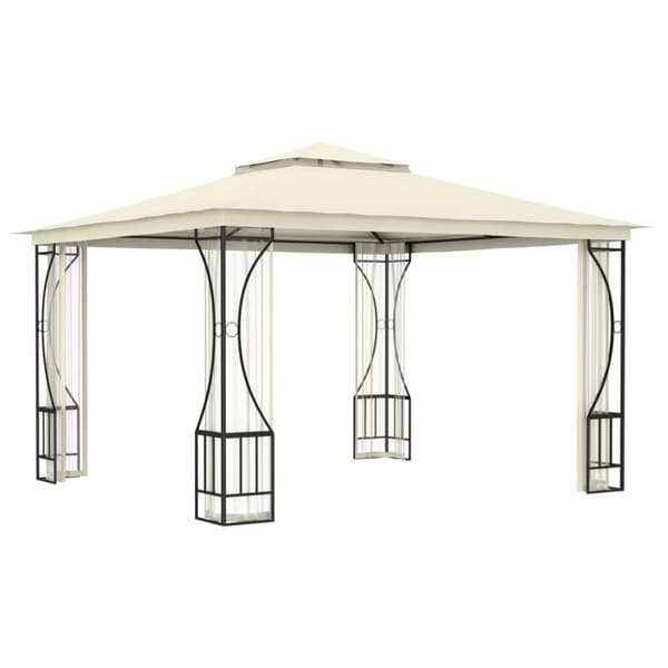 Paviljong med nät 300x300x265 cm gräddvit