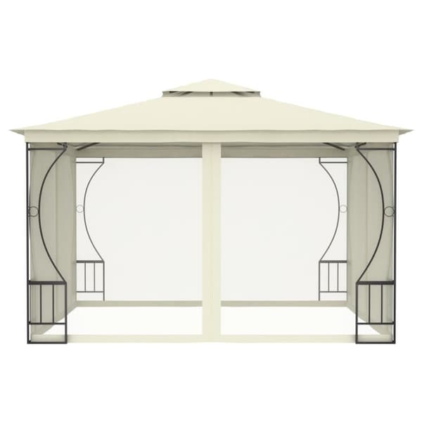Paviljong med nät 300x300x265 cm gräddvit