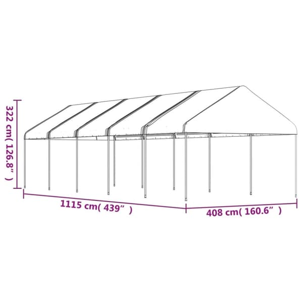 Huvimaja katolla valkoinen 11,15x4,08x3,22 m polyeteeni
