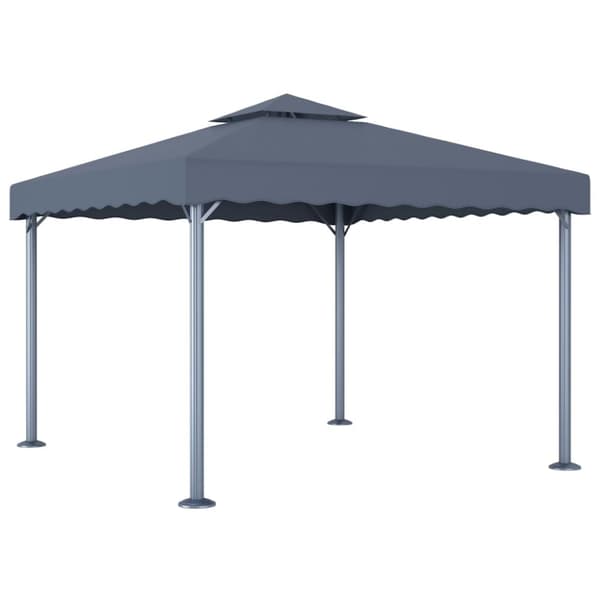 Paviljong med ljusslinga LED 300x300 cm antracit aluminium
