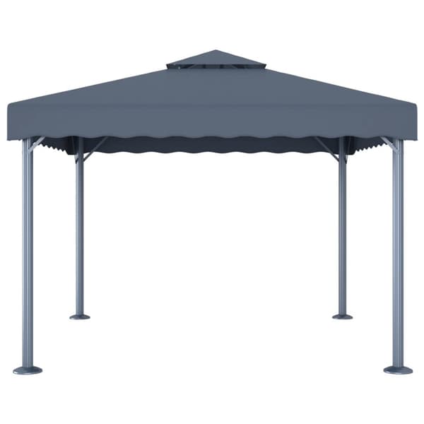 Paviljong med ljusslinga LED 300x300 cm antracit aluminium