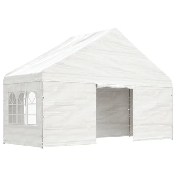 Paviljong med tak vit 4,46x5,88x3,75 m polyeten