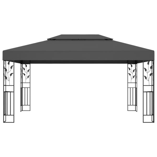 Paviljong med dubbeltak och ljusslinga LED 3x4 m antracit