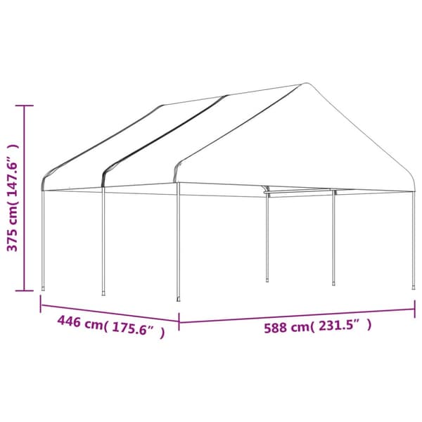 pavillon med tag 4,46x5,88x3,75 m polyethylen hvid