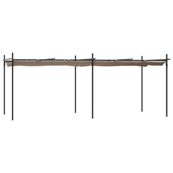 pergola med sammenrulleligt tag 589x292x230 cm gråbrun