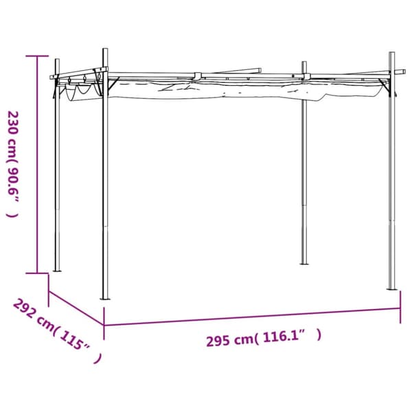 Pergola med infällbart tak antracit 295x292x230 cm