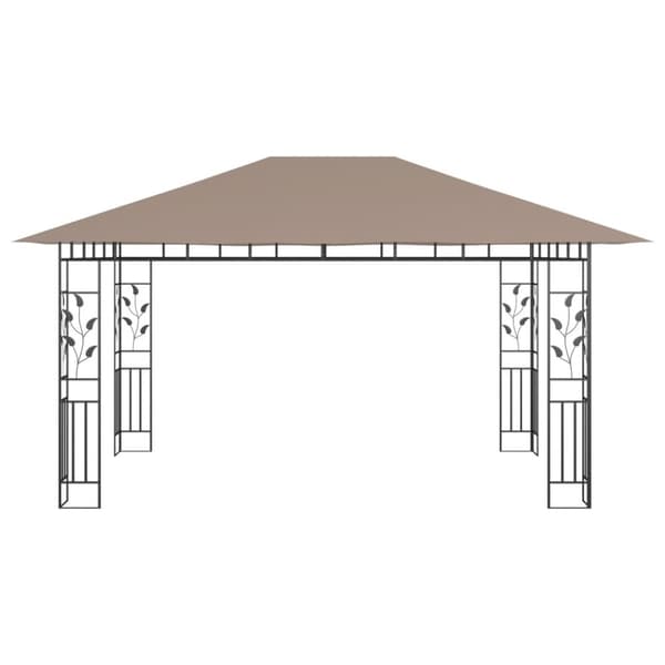 Paviljong med myggnät 4x3x2,73 m taupe 180 g/m²