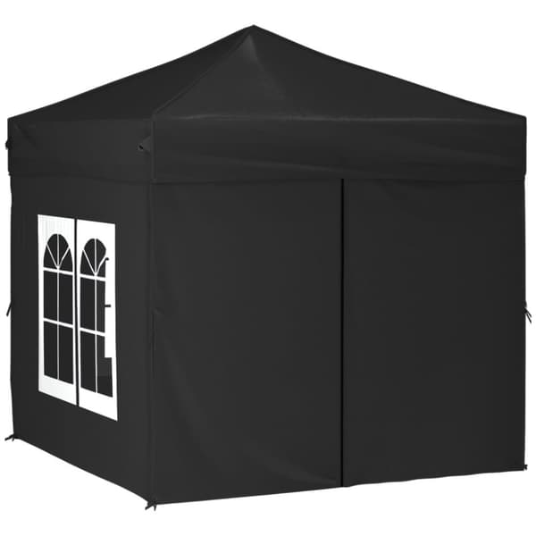 foldbart festtelt med sidevægge 2x2 m sort