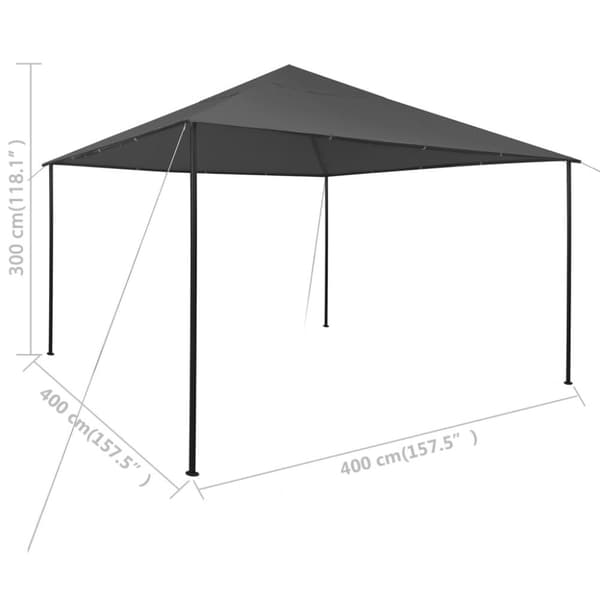 havepavillon 4x4x3 m 180 g/m² antracitgrå