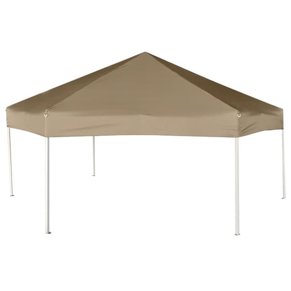 Kuusikulmainen pop-up katos sivuseinillä 3,6x3,1m Taupe 220g/m²