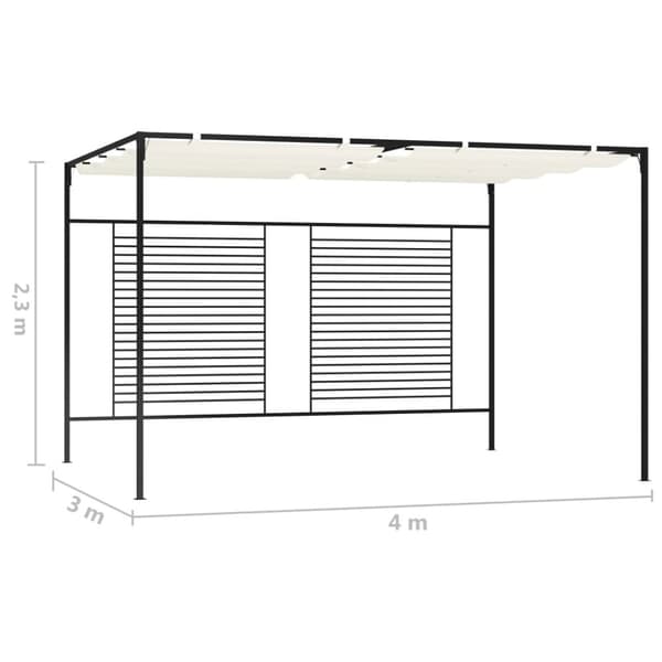 Huvimaja sisäänvedettävä katto 3x4x2,3 m kerma 180 g/m²