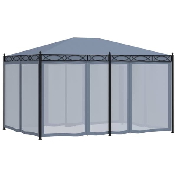 pavillon med netskærme 3x4 m stål antracitgrå