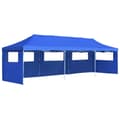 Miniatyrbild 1 av 10: Pop-Up hopfällbart partytält med 5 sidoväggar blå 3x9 m