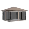 Miniatyrbillede 3 af 10: pavillon med myggenet + LED-lyskæder 4x3x2,73 m gråbrun