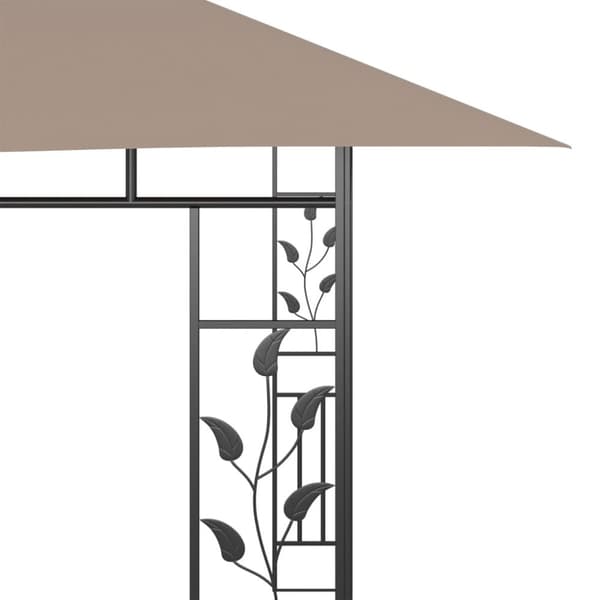 pavillon med myggenet + LED-lyskæder 4x3x2,73 m gråbrun