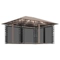 Miniatyrbillede 2 af 10: pavillon med myggenet + LED-lyskæder 4x3x2,73 m gråbrun