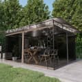 Miniatyrbillede 1 af 10: pavillon med myggenet + LED-lyskæder 4x3x2,73 m gråbrun
