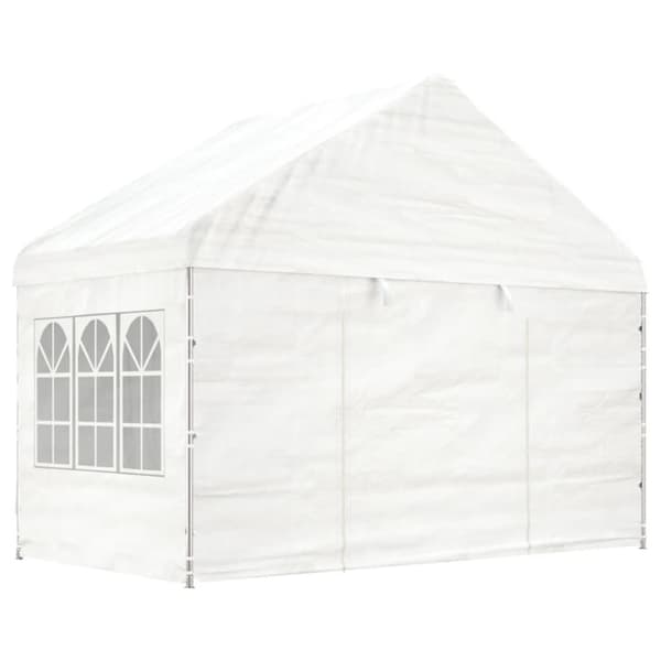 Paviljong med tak vit 15,61x4,08x3,22 m polyeten
