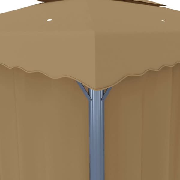 Paviljong med draperi 4x3 m taupe aluminium