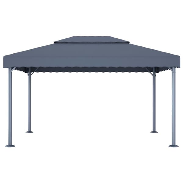pavillon med LED-lyskæder 400x300 cm aluminium antracitgrå