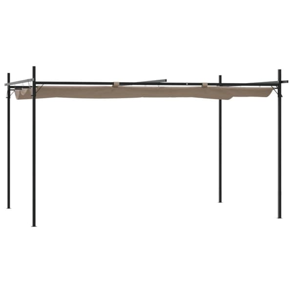 Pergola med infällbart tak taupe 395x292x230 cm