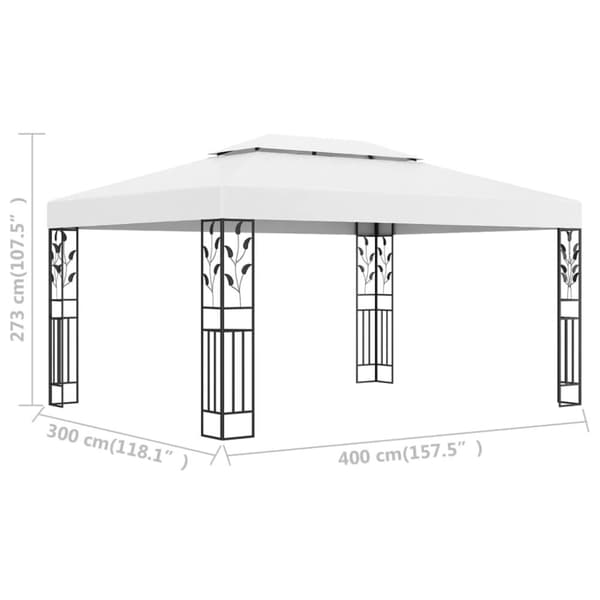 Paviljong med dubbeltak 3x4 m vit