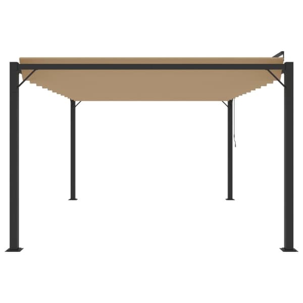 pavillon med lameltag 3x4 m aluminium og stof gråbrun