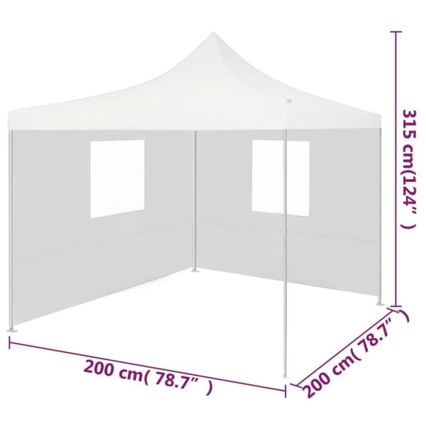 foldbart festtelt med 2 sidevægge 2x2 m stål hvid