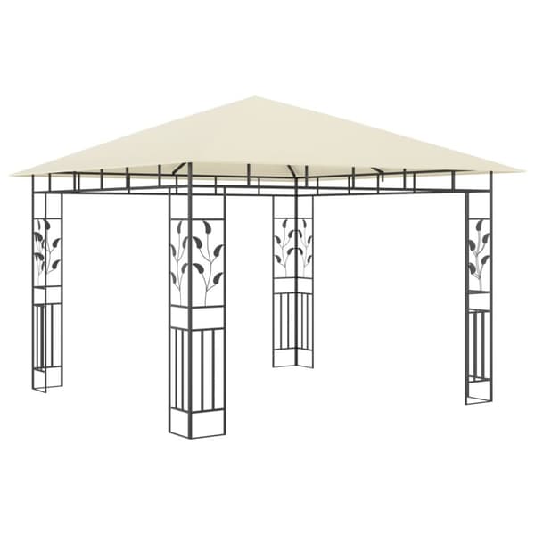 pavillon med myggenet og LED-lyskæder 3x3x2,73 m cremefarvet