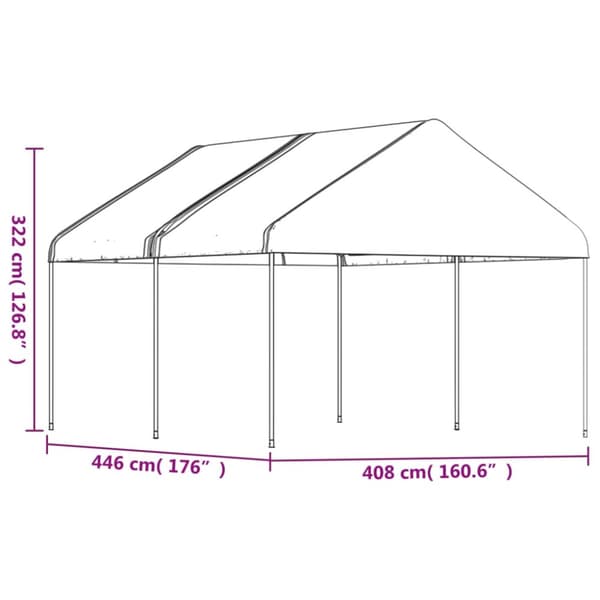 Paviljong med tak vit 4,46x4,08x3,22 m polyeten