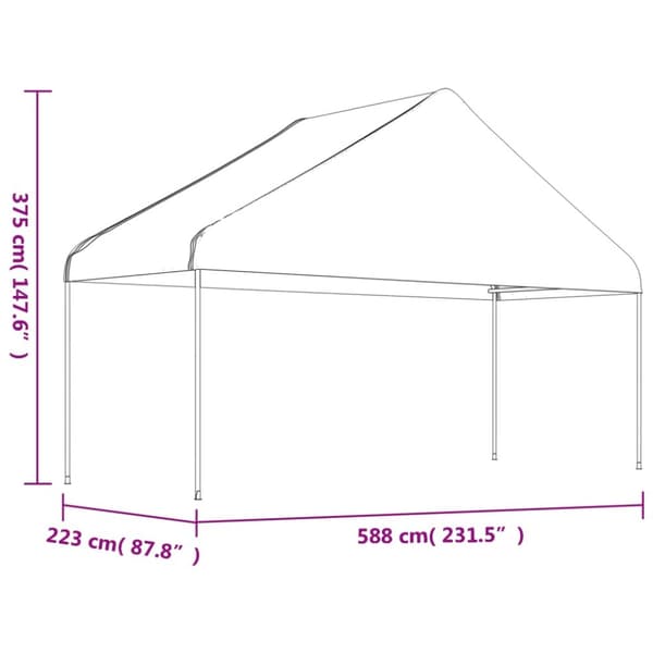 pavillon med tag 20,07x5,88x3,75 m polyethylen hvid