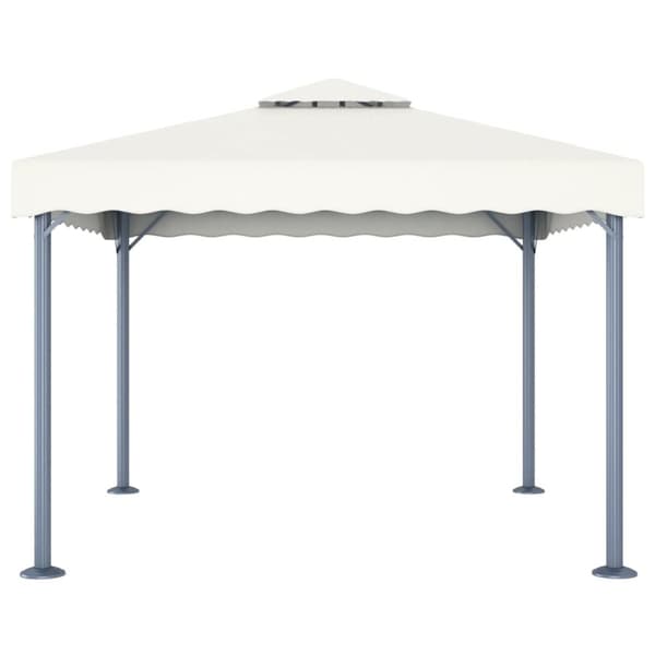 pavillon med LED-lyskæder 300x300 aluminium cremefarvet