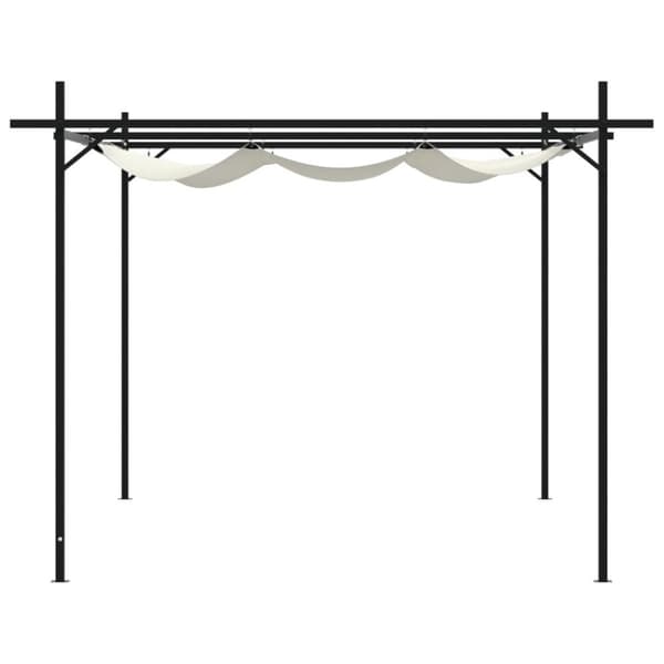 pergola med sammenrulleligt tag 395x292x230 cm cremefarvet