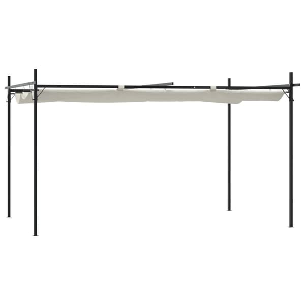 pergola med sammenrulleligt tag 395x292x230 cm cremefarvet