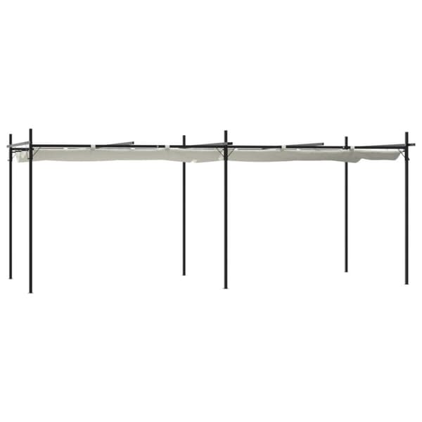 pergola med sammenrulleligt tag 589x292x230 cm cremefarvet