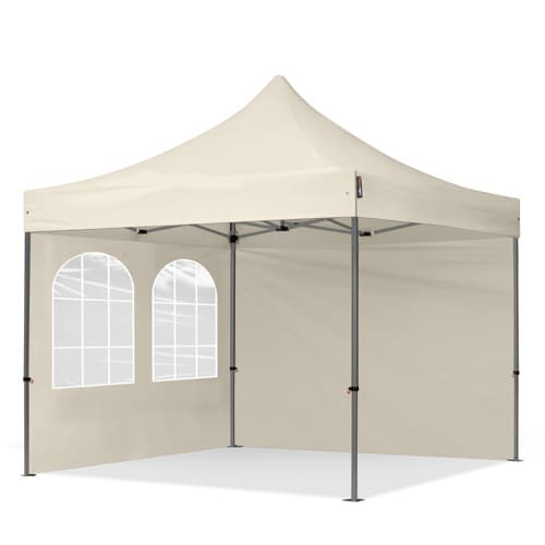3x3 m snabbtält, PREMIUM stal, med sidodelar (foenster), crÃ¨me
