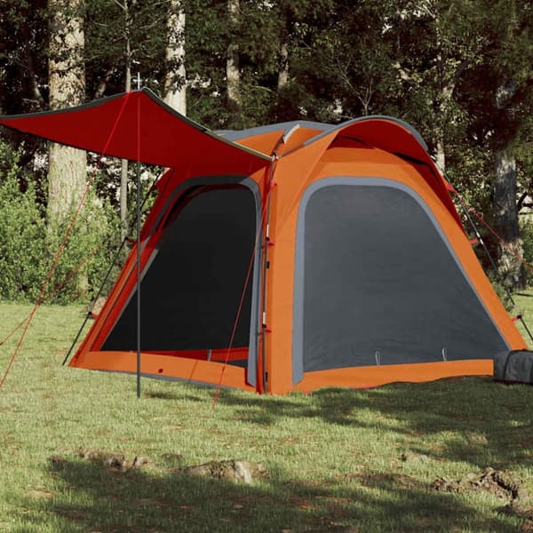vidaXL 4-personers campingtelt vandtæt quick-release grå og orange