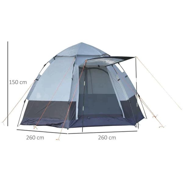 Rootz campingtelt - kuppeltelt - telt - 3-4 personers campingtelt - grå/sort - 260cm x 260cm x 150cm